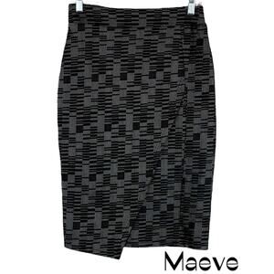 Anthropologie Maeve Black Gray Pencil Skirt NWOT Size XS